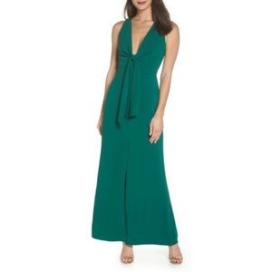 Harlyn Plunge Neck Tie Front Maxi Dress
